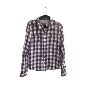 Volcom Womens Medium Cotton Purple Plaid Luna Long Sleeve Button Top #5650